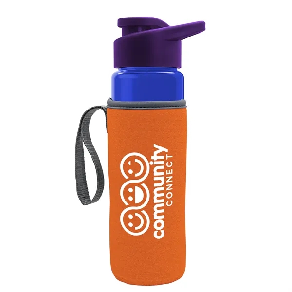24 oz. Transparent Sports bottle with drink-thru lid  & Caddy... from ASI 40480 Koozie Group
