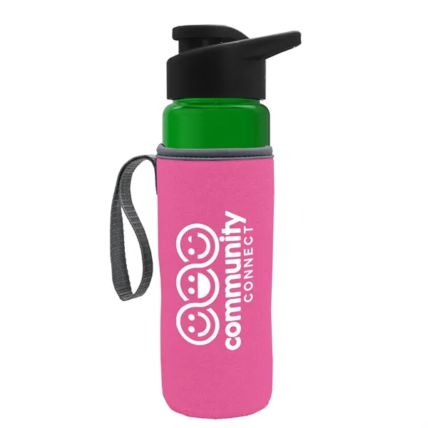 24 oz. Transparent Sports bottle with drink-thru lid  & Caddy... from ASI 40480 Koozie Group