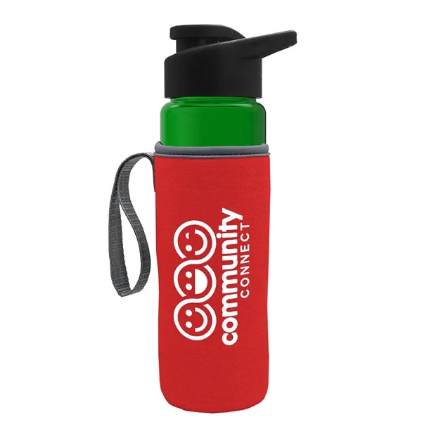 24 oz. Transparent Sports bottle with drink-thru lid  & Caddy... from ASI 40480 Koozie Group
