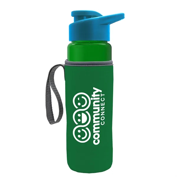24 oz. Transparent Sports bottle with drink-thru lid  & Caddy... from ASI 40480 Koozie Group