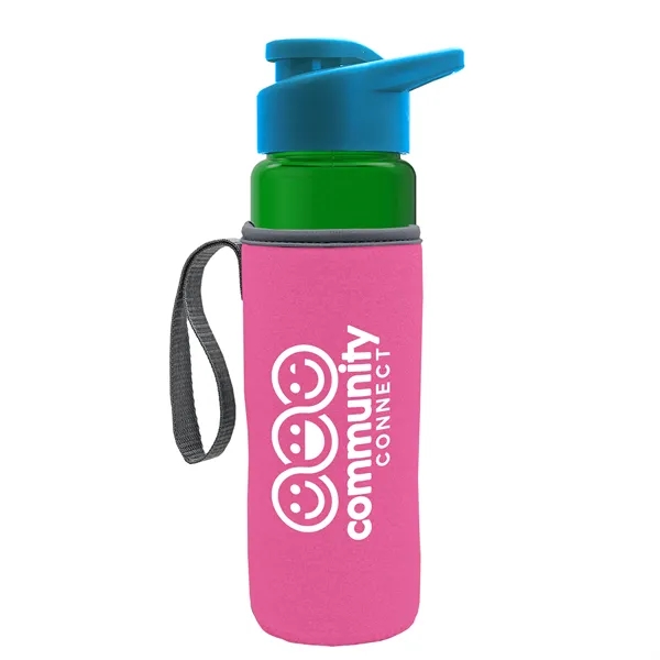 24 oz. Transparent Sports bottle with drink-thru lid  & Caddy... from ASI 40480 Koozie Group