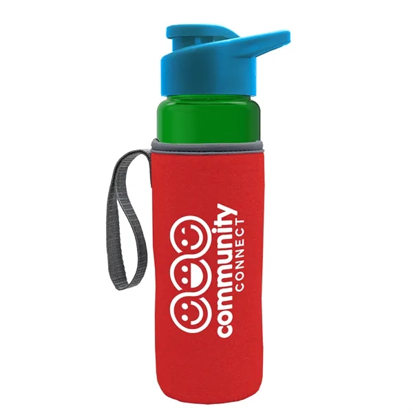 24 oz. Transparent Sports bottle with drink-thru lid  & Caddy... from ASI 40480 Koozie Group