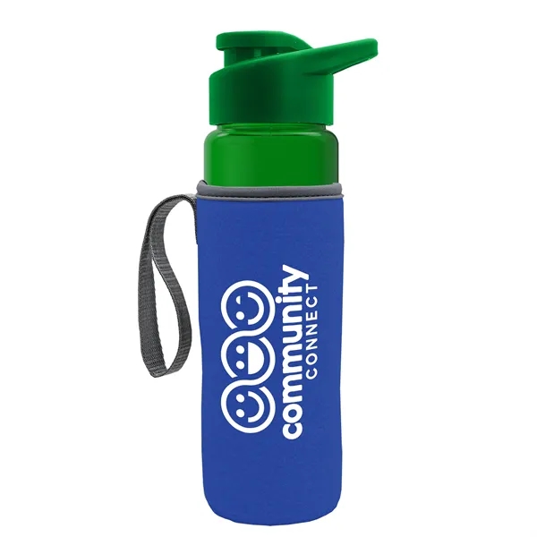 24 oz. Transparent Sports bottle with drink-thru lid  & Caddy... from ASI 40480 Koozie Group