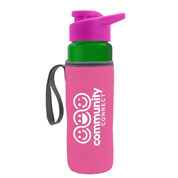 24 oz. Transparent Sports bottle with drink-thru lid  & Caddy... from ASI 40480 Koozie Group