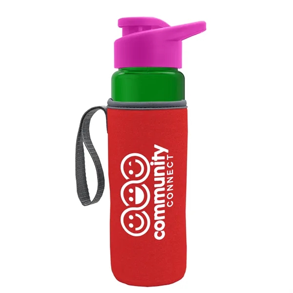 24 oz. Transparent Sports bottle with drink-thru lid  & Caddy... from ASI 40480 Koozie Group