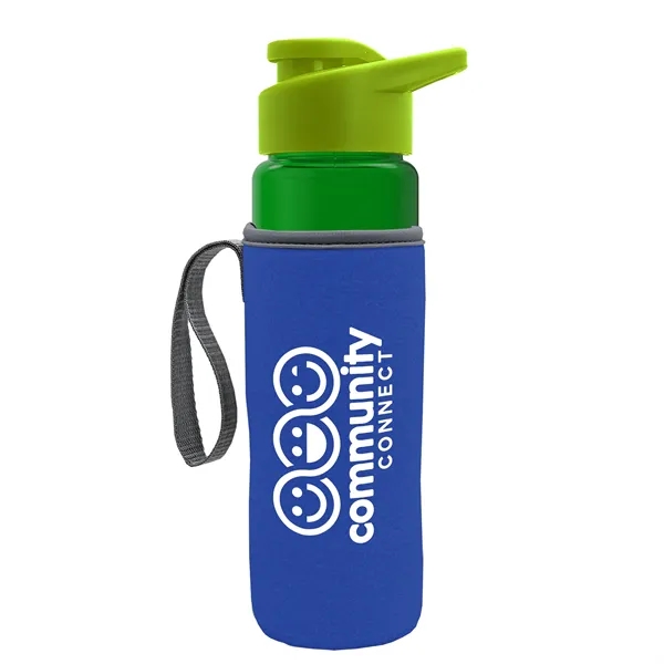 24 oz. Transparent Sports bottle with drink-thru lid  & Caddy... from ASI 40480 Koozie Group