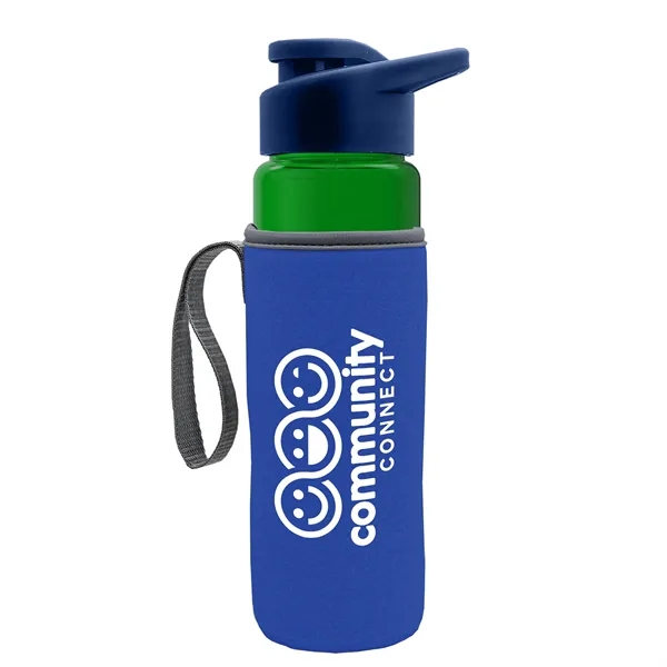 24 oz. Transparent Sports bottle with drink-thru lid  & Caddy... from ASI 40480 Koozie Group