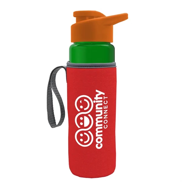 24 oz. Transparent Sports bottle with drink-thru lid  & Caddy... from ASI 40480 Koozie Group