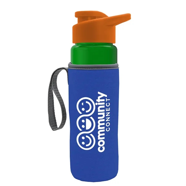 24 oz. Transparent Sports bottle with drink-thru lid  & Caddy... from ASI 40480 Koozie Group