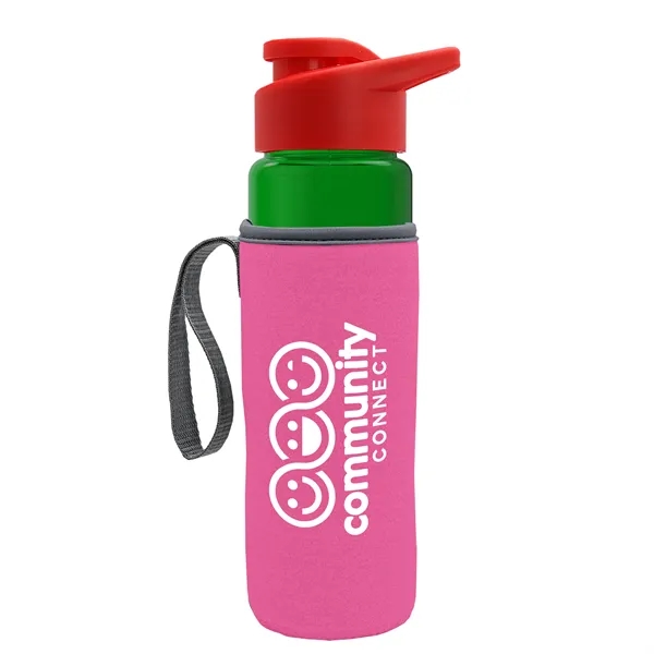 24 oz. Transparent Sports bottle with drink-thru lid  & Caddy... from ASI 40480 Koozie Group