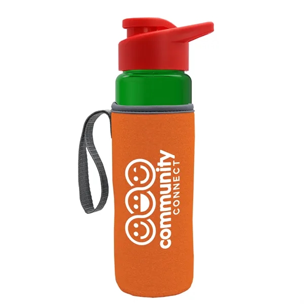 24 oz. Transparent Sports bottle with drink-thru lid  & Caddy... from ASI 40480 Koozie Group