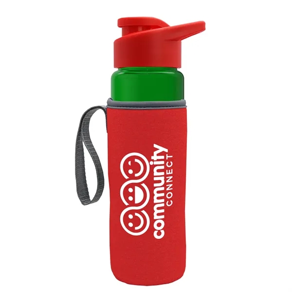 24 oz. Transparent Sports bottle with drink-thru lid  & Caddy... from ASI 40480 Koozie Group