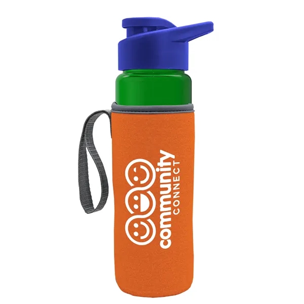 24 oz. Transparent Sports bottle with drink-thru lid  & Caddy... from ASI 40480 Koozie Group