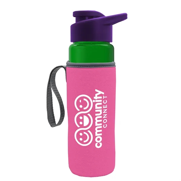 24 oz. Transparent Sports bottle with drink-thru lid  & Caddy... from ASI 40480 Koozie Group