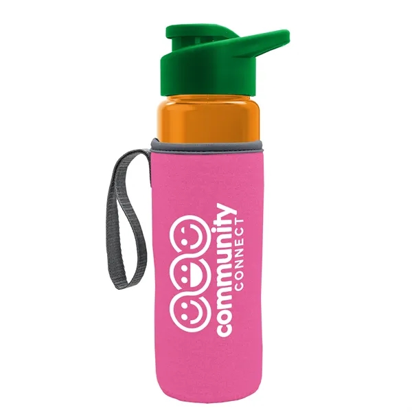24 oz. Transparent Sports bottle with drink-thru lid  & Caddy... from ASI 40480 Koozie Group