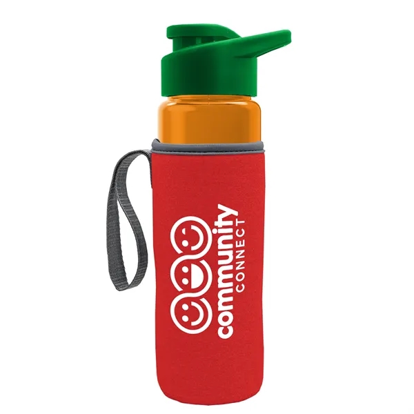 24 oz. Transparent Sports bottle with drink-thru lid  & Caddy... from ASI 40480 Koozie Group