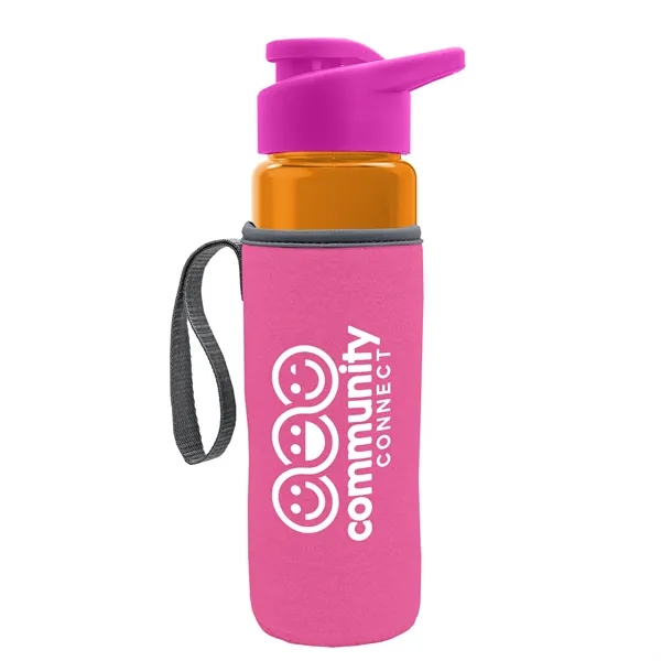 24 oz. Transparent Sports bottle with drink-thru lid  & Caddy... from ASI 40480 Koozie Group