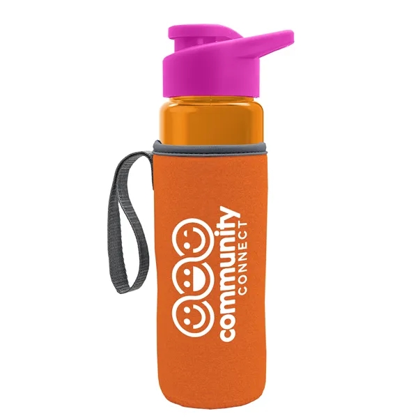 24 oz. Transparent Sports bottle with drink-thru lid  & Caddy... from ASI 40480 Koozie Group