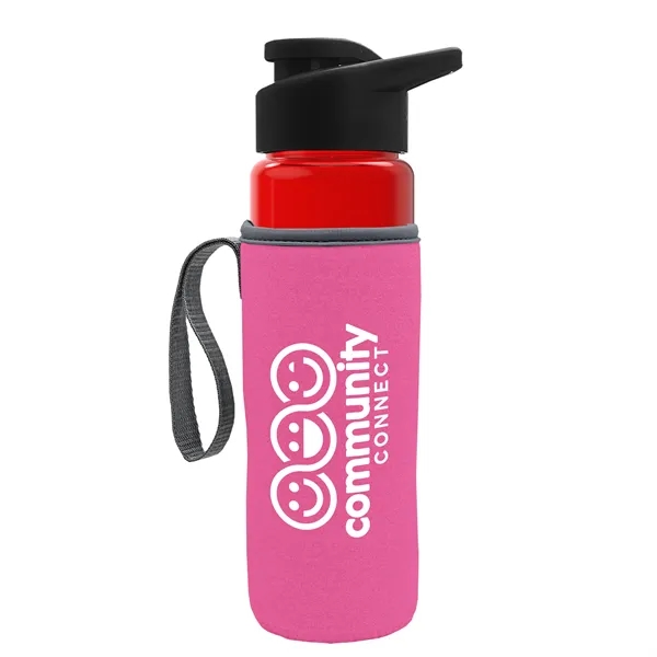 24 oz. Transparent Sports bottle with drink-thru lid  & Caddy... from ASI 40480 Koozie Group