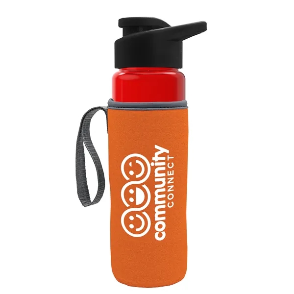 24 oz. Transparent Sports bottle with drink-thru lid  & Caddy... from ASI 40480 Koozie Group