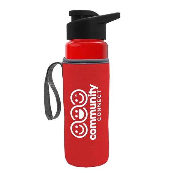 24 oz. Transparent Sports bottle with drink-thru lid  & Caddy... from ASI 40480 Koozie Group