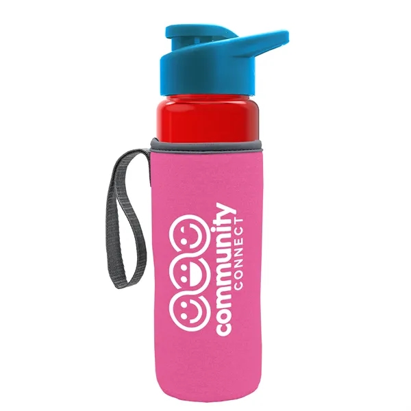 24 oz. Transparent Sports bottle with drink-thru lid  & Caddy... from ASI 40480 Koozie Group
