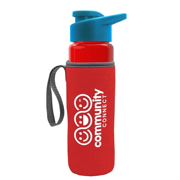24 oz. Transparent Sports bottle with drink-thru lid  & Caddy... from ASI 40480 Koozie Group