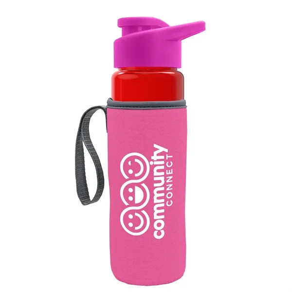24 oz. Transparent Sports bottle with drink-thru lid  & Caddy... from ASI 40480 Koozie Group