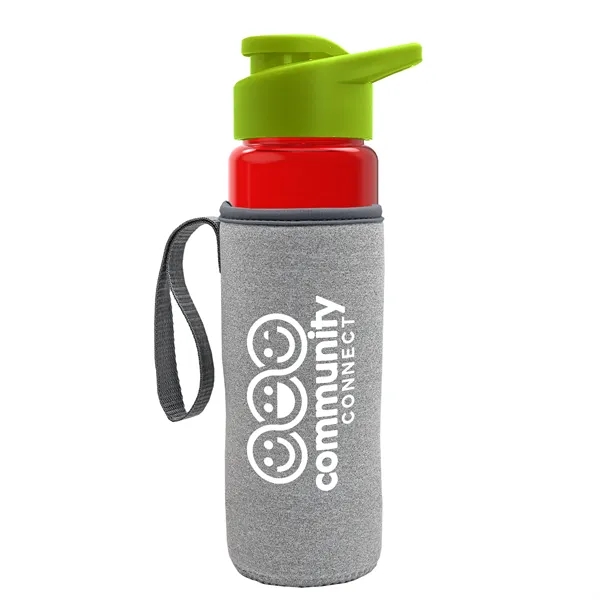 24 oz. Transparent Sports bottle with drink-thru lid  & Caddy... from ASI 40480 Koozie Group