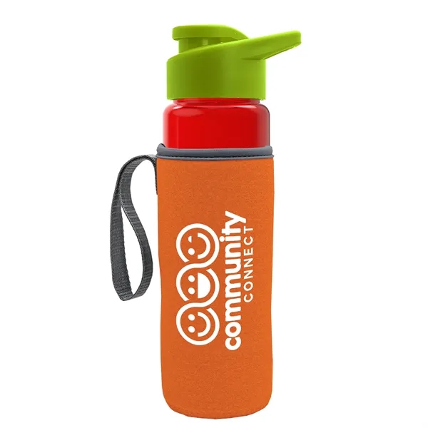 24 oz. Transparent Sports bottle with drink-thru lid  & Caddy... from ASI 40480 Koozie Group