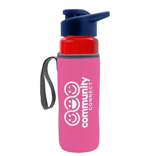 24 oz. Transparent Sports bottle with drink-thru lid  & Caddy... from ASI 40480 Koozie Group
