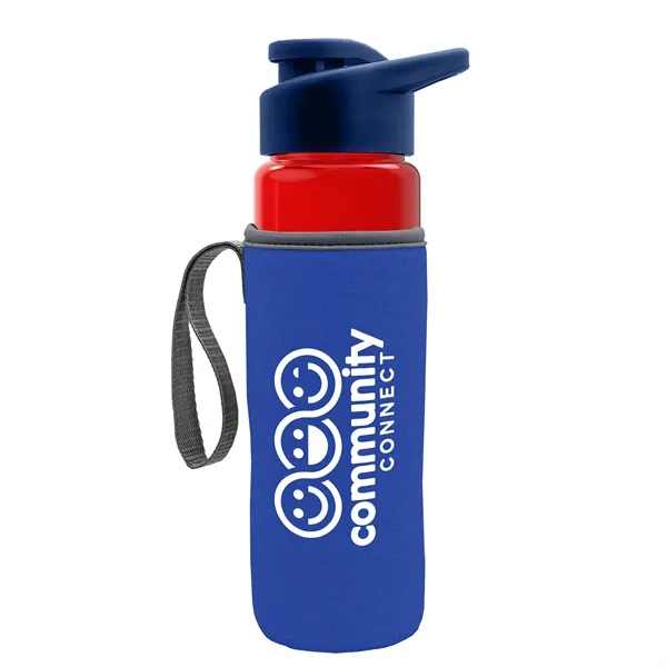 24 oz. Transparent Sports bottle with drink-thru lid  & Caddy... from ASI 40480 Koozie Group