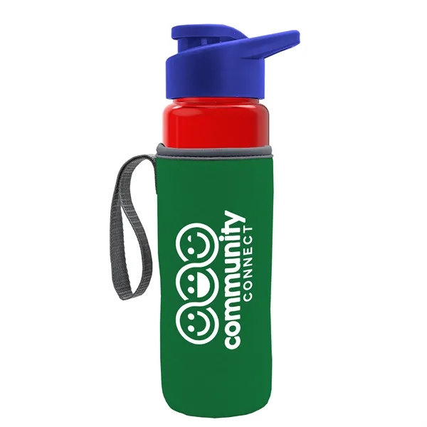 24 oz. Transparent Sports bottle with drink-thru lid  & Caddy... from ASI 40480 Koozie Group
