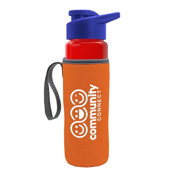 24 oz. Transparent Sports bottle with drink-thru lid  & Caddy... from ASI 40480 Koozie Group
