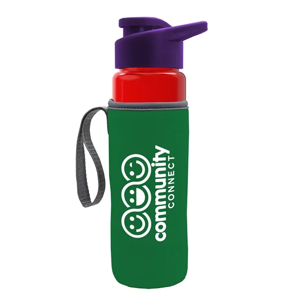 24 oz. Transparent Sports bottle with drink-thru lid  & Caddy... from ASI 40480 Koozie Group