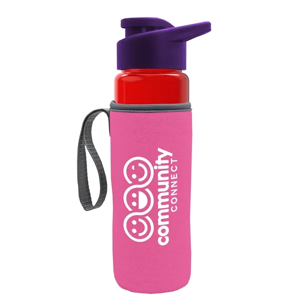 24 oz. Transparent Sports bottle with drink-thru lid  & Caddy... from ASI 40480 Koozie Group