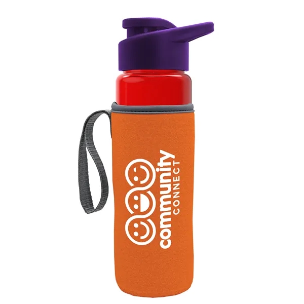 24 oz. Transparent Sports bottle with drink-thru lid  & Caddy... from ASI 40480 Koozie Group