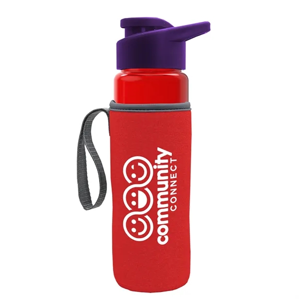 24 oz. Transparent Sports bottle with drink-thru lid  & Caddy... from ASI 40480 Koozie Group