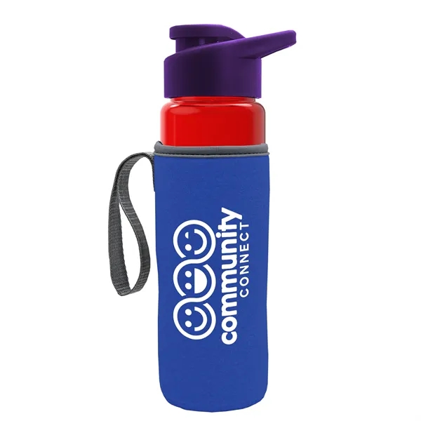 24 oz. Transparent Sports bottle with drink-thru lid  & Caddy... from ASI 40480 Koozie Group