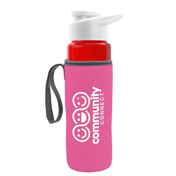 24 oz. Transparent Sports bottle with drink-thru lid  & Caddy... from ASI 40480 Koozie Group