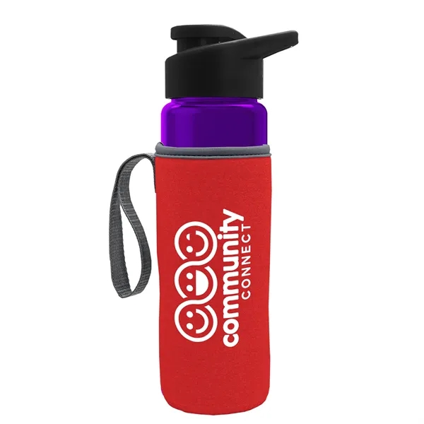 24 oz. Transparent Sports bottle with drink-thru lid  & Caddy... from ASI 40480 Koozie Group
