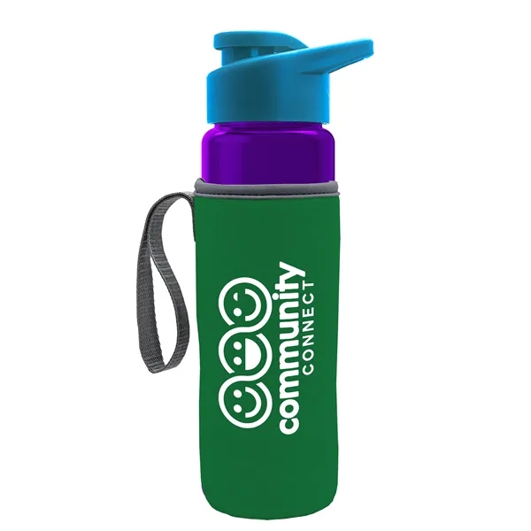 24 oz. Transparent Sports bottle with drink-thru lid  & Caddy... from ASI 40480 Koozie Group