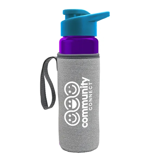 24 oz. Transparent Sports bottle with drink-thru lid  & Caddy... from ASI 40480 Koozie Group