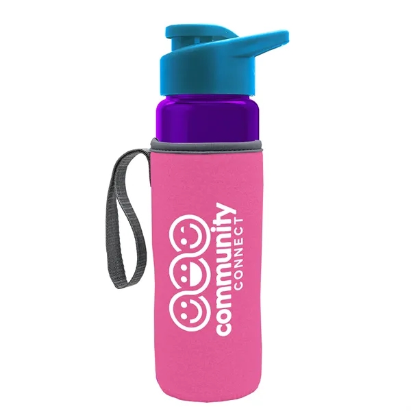 24 oz. Transparent Sports bottle with drink-thru lid  & Caddy... from ASI 40480 Koozie Group