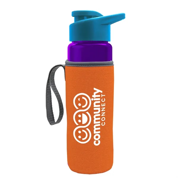 24 oz. Transparent Sports bottle with drink-thru lid  & Caddy... from ASI 40480 Koozie Group
