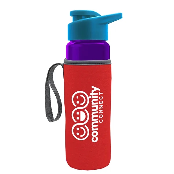 24 oz. Transparent Sports bottle with drink-thru lid  & Caddy... from ASI 40480 Koozie Group
