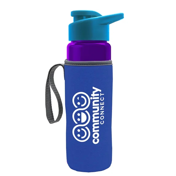 24 oz. Transparent Sports bottle with drink-thru lid  & Caddy... from ASI 40480 Koozie Group