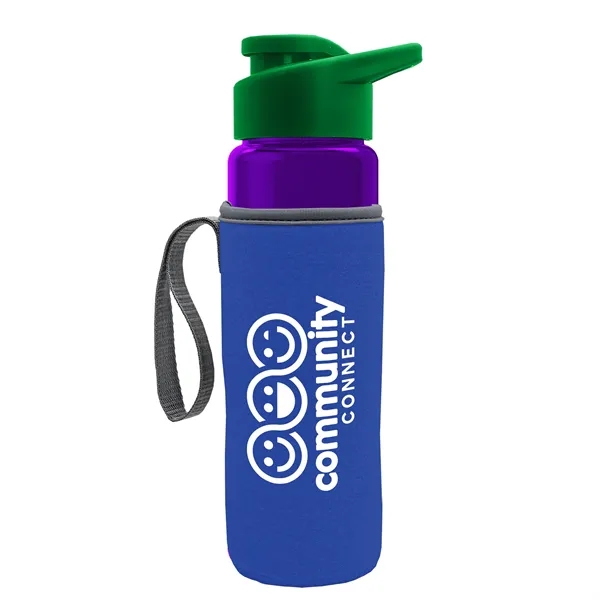 24 oz. Transparent Sports bottle with drink-thru lid  & Caddy... from ASI 40480 Koozie Group