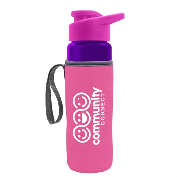 24 oz. Transparent Sports bottle with drink-thru lid  & Caddy... from ASI 40480 Koozie Group