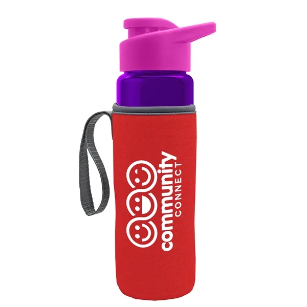 24 oz. Transparent Sports bottle with drink-thru lid  & Caddy... from ASI 40480 Koozie Group